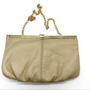 Baggs Evening Bag Cream / Metallic with Gold Colored chain strap Hardware